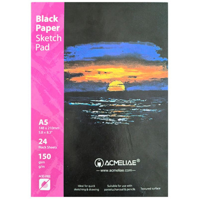 Скетчбук 148*210/24арк "Acmeliae" /43854/ 150g, ЧОРНІ аркуші