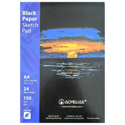 Скетчбук 210*297/24арк "Acmeliae" /43855/ 150g, ЧОРНІ аркуші