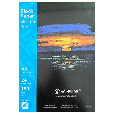 Скетчбук 297*420/24арк "Acmeliae" /43871/ 150g, ЧОРНІ аркуші