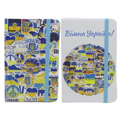 Блокнот А6/80арк /2608-2-U/ на гумці "Вільна Україна" #  тв.обл., 80г/м2, мікс (1/28/224)