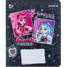 Зошит уч. "Kite" 12арк.# /MH24-232/ "Monster High"  УФ лак + глітер (25/600)