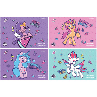 Зошит для малювання А4/12арк. "Kite" /LP24-241/ скоба, УФ лак + глітер, My Little Pony (20/160)