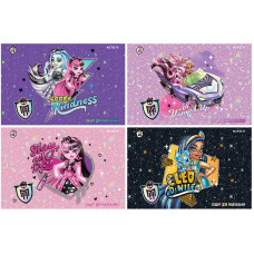 Зошит для малювання А4/12арк. "Kite" /MH24-241/ скоба, УФ лак + глітер, Monster High (20/160)