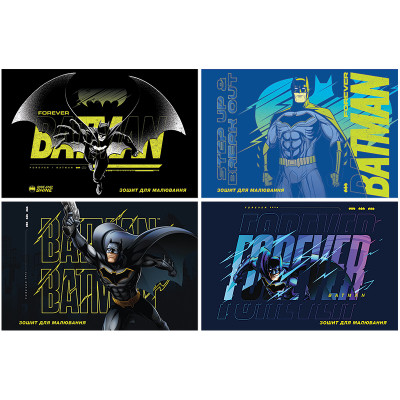Зошит для малювання А4/24арк. "Kite" /DC24-242/ скоба, гібр. лак + УФ лак, DC Batman (12/96)