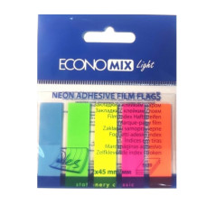 Індекс регістри "Economix Light" /E27945/ ПАПЕРОВІ, 12*45 мм, прямокутні (5 неон. кол.*100шт) (1/20/40/960)