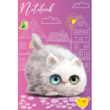 Блокнот А6/32арк. "Рюкзачок" /ЗК-16/ # серія "CUTE CATS" карт.обкл., блок офс, СКОБА (1/100)