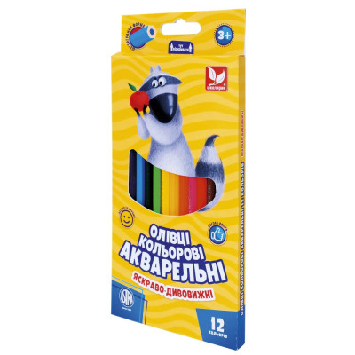 Олівці кольорові акварельні "Школярик" 12 кол. /312110004-UA/ шестигранні (1/12)