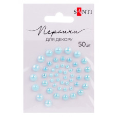 Перлини самоклеючі "Santi" /952646/ блакитні радужні 3мм-6мм (50шт) (1/10)
