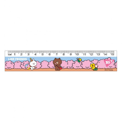 Лінійка 15см "YES" /370656/ "Line Friends", рожева  (1/20/100)