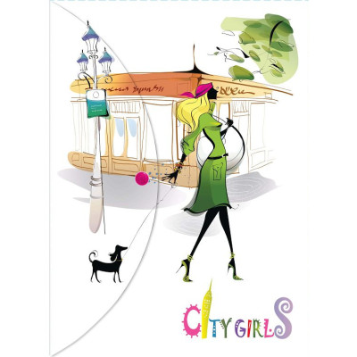 Папка-конверт на кнопці А4 "Leo" /490723/ L6008 "Сity girls" (10/360)