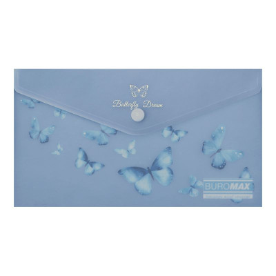 Папка-конверт на кнопці DL(110*220мм) "BuroMAX" /BM.3952-45/ матов. пластик, ARABESKI, синій електрик (12/480)