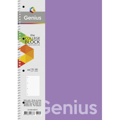 Зошит А4/80арк. "Genius" спіраль /А4-080-6803L/ == пластик 0,5 мм, 70 г/м2, заокруглені кути (4/40)