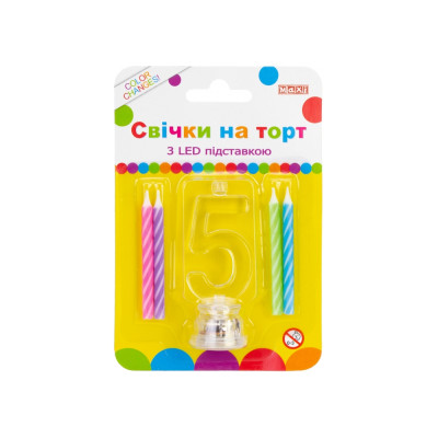 Набір свічки +цифра LED "Maxi" /MX701007-5/ "5" , що світиться (1/12)