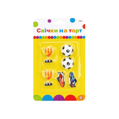 Набір свічки на торт "Maxi" /MX624032/ "Football" 6шт (1/24)