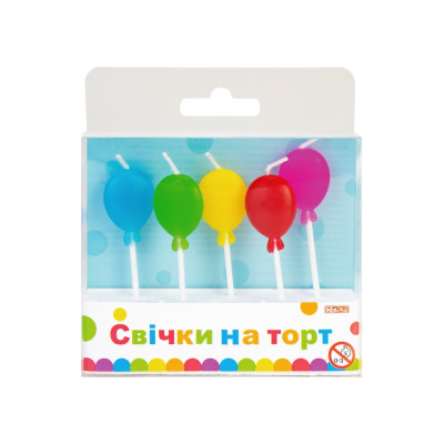 Набір свічки на торт "Maxi" /MX629065/ "Balloons"  5шт (1/24)