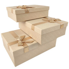 Коробка подарункова /271029/ бежева прямокутна матова 3шт/упак, 29x21x9,5-23x17x6,5 см