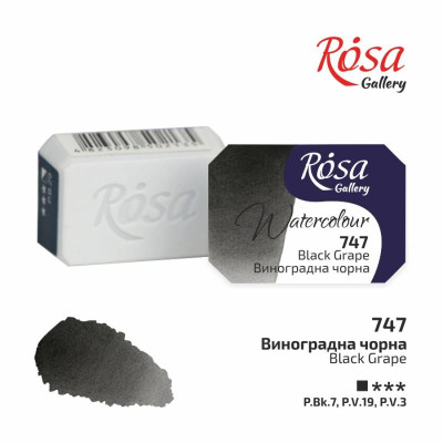 Фарба акварельна "ROSA Gallery" /747/ Виноградна чорна, 2,5мл (1/20)