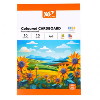 Картон кольоровий А4/10арк "YES" /954895/ Orange Line односторонній 10кол*10арк (1/100)