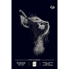 Скетчбук A6/20арк "4PROFI" /76400/ ЧИСТІ чорні аркуші, "Animals sketchbook" one, 160г/м2