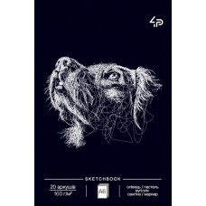 Скетчбук A6/20арк "4PROFI" /87034/ ЧИСТІ чорні аркуші, "Animals sketchbook" two, 160г/м2