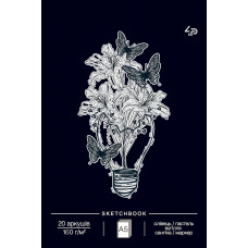 Скетчбук A5/20арк "4PROFI" /76620/ ЧИСТІ чорні аркуші, "Dreams sketchbook" two, 160г/м2
