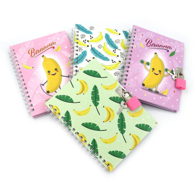 Блокнот на спіралі з замочком 11*15см "JO" /64950/ "Banana" мікс4 (1)