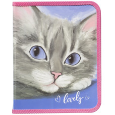 Папка на блискавці 3*19*25см "CLASS" /5629-24C/ об'ємна, "Lovely Cat" 500мкн PP