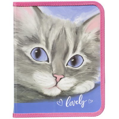 Папка на блискавці 3*19*25см "CLASS" /5629-24C/ об'ємна, "Lovely Cat" 500мкн PP