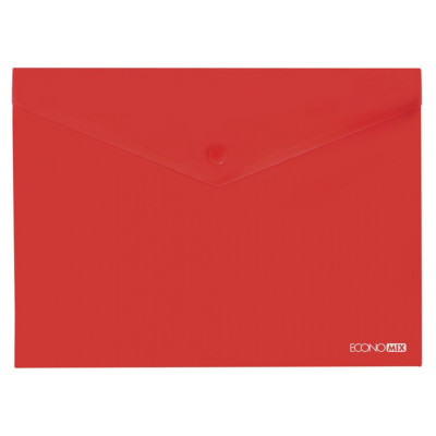 Папка-конверт на кнопці В5 "ECONOMIX" /E31302-03/ 180 мкм, фактура "глянець", червона (12/180)