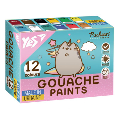 Гуаш "YES" 12 кол. 20 мл /230402/ "Pusheen" (1/12)