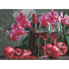 Алмазна мозаїка "Ідейка" /AMO8118/ "Вино та орхідеї" 30*40см