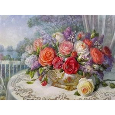 Алмазна мозаїка "Go to art" /178997/ "Троянди та бузок" 40*50см на підрамнику
