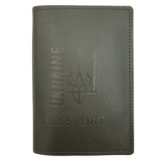 Обкладинка Паспорт "4PROFI" /19850/530/ шкірзам, Passport Ukraine Тризуб хакі тиснення