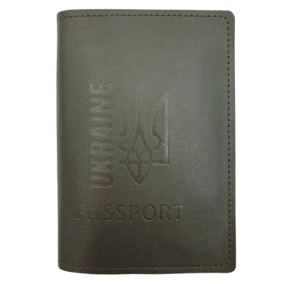 Обкладинка Паспорт "4PROFI" /19850/530/ шкірзам, Passport Ukraine Тризуб хакі тиснення