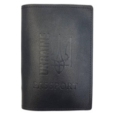 Обкладинка Паспорт "4PROFI" /21422/514/ шкірзам, Passport Ukraine Тризуб чорний тиснення
