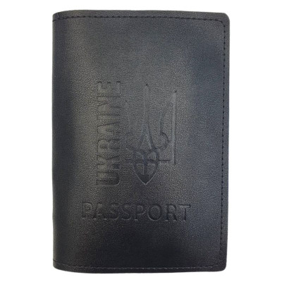Обкладинка Паспорт "4PROFI" /21422/514/ шкірзам, Passport Ukraine Тризуб чорний тиснення