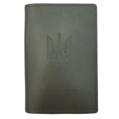 Обкладинка Паспорт "4PROFI" /19852/111/ шкірзам, Ukraine passport Тризуб штрих хакі тиснення