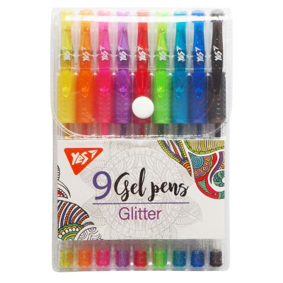 Набір гелевих ручок "YES" 9 кол. /420431/ "Glitter" (1/12/144)