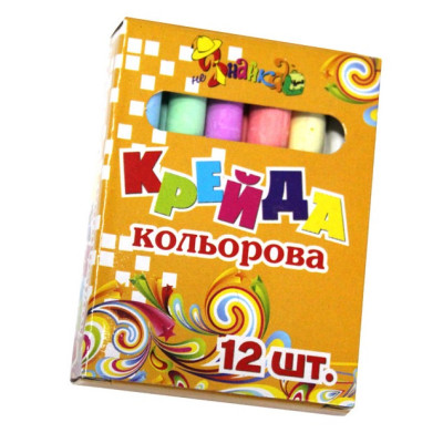 Крейда кольорова 12 шт./6 кол. неЗНАЙКА "Leader" /825510/7051-16/8051-12/ (1/12/360)