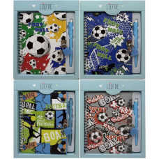 Блокнот 13*18см/45арк. /HS-32-026/ на замочку +руч.кулькова "Football" у коробці (1/20)