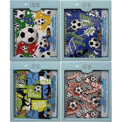 Блокнот 13*18см/45арк. /HS-32-026/ на замочку +руч.кулькова "Football" у коробці (1/20)