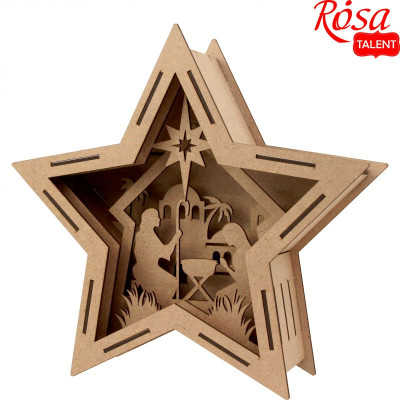 Заготовка "Rosa Talent" /677/ велика 3D зірка-композиція "Сцена Різдва", ДВП, 33*10*32см