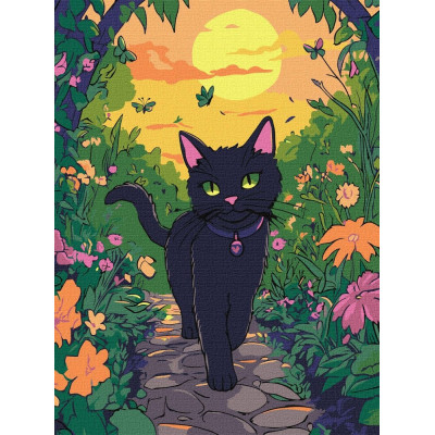 Картина за номерами "Ідейка" /KHO6805/ "Котик у саду" 30x40см