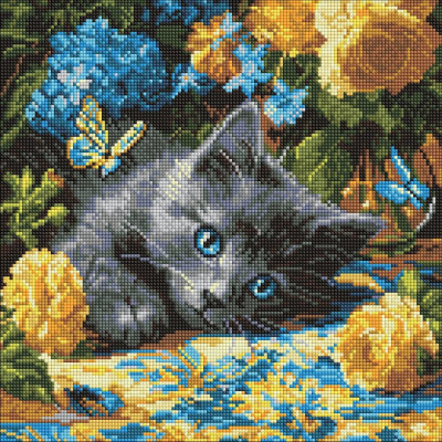 Алмазна мозаїка "Ідейка" /AMO8340/ "Кошеня блакитнооке" 40*40см