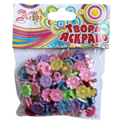 Набір гудзиків для творчості "Little Artist" №0004 /F-LU-3/859002/ "Квіти" 40г (1/24/144)