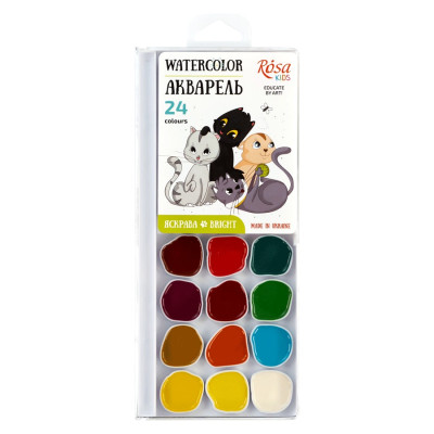 Акварель 24 кол. "ROSA Kids" /301206/ Cats, б/пензлика (1/12)