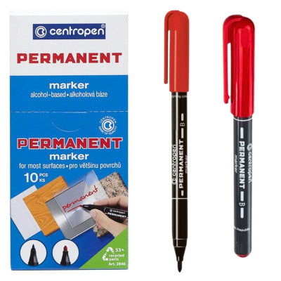 Маркер "Centropen" /2836/02/ перманентний, 2мм, червоний (10)