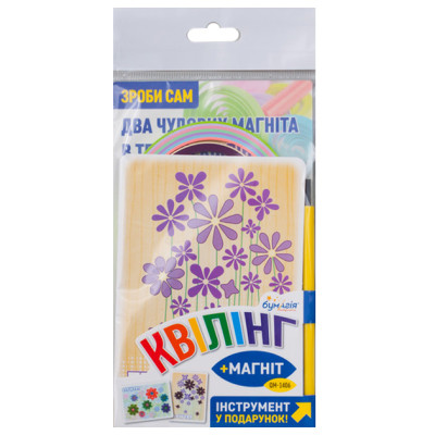 Набір для КВІЛІНГУ "Бумагія" /QМ1406/ "Квіти-1" 2 листівки+4магн+інстр. (1/6)