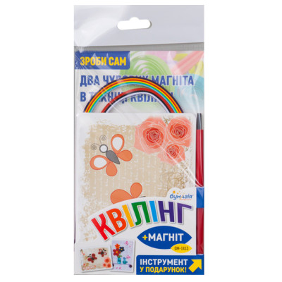 Набір для КВІЛІНГУ "Бумагія" /QМ1413/ "Квіти-2" 2 листівки+4магн+інстр. (1/6)