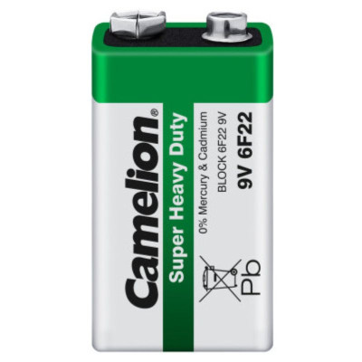 Батарейка "Camelion" /6F22/1shrink (green)/495/567/ Super Heavy Duty, сольова, 9V, КРОНА (1/12)